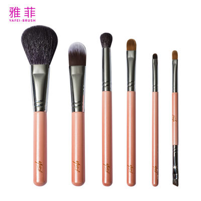 kupować 062830 Stylowa miedziana szczotka 6PCS Mały zestaw szczotek do makijażu z obudową do przechowywania produkcja online