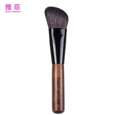 T06 Custom Logo Angled Contour Makeup Brush Natural Gaot Hair Miedziana Rurka Drzewna Ręcznik Ręcznie